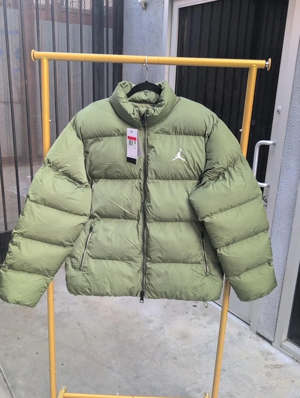 Men's Nike Jordan Olive Green Puffer Jacket Size Large